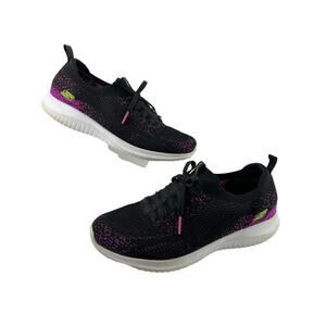 Skechers Women's Ultra Flex Twinkle Twinkle Trainers Black Pink Sneaker Size 7.5